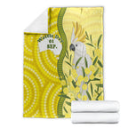 Australia Wattle Day Blanket Sulphur-crested Cockatoo Aboriginal Pattern