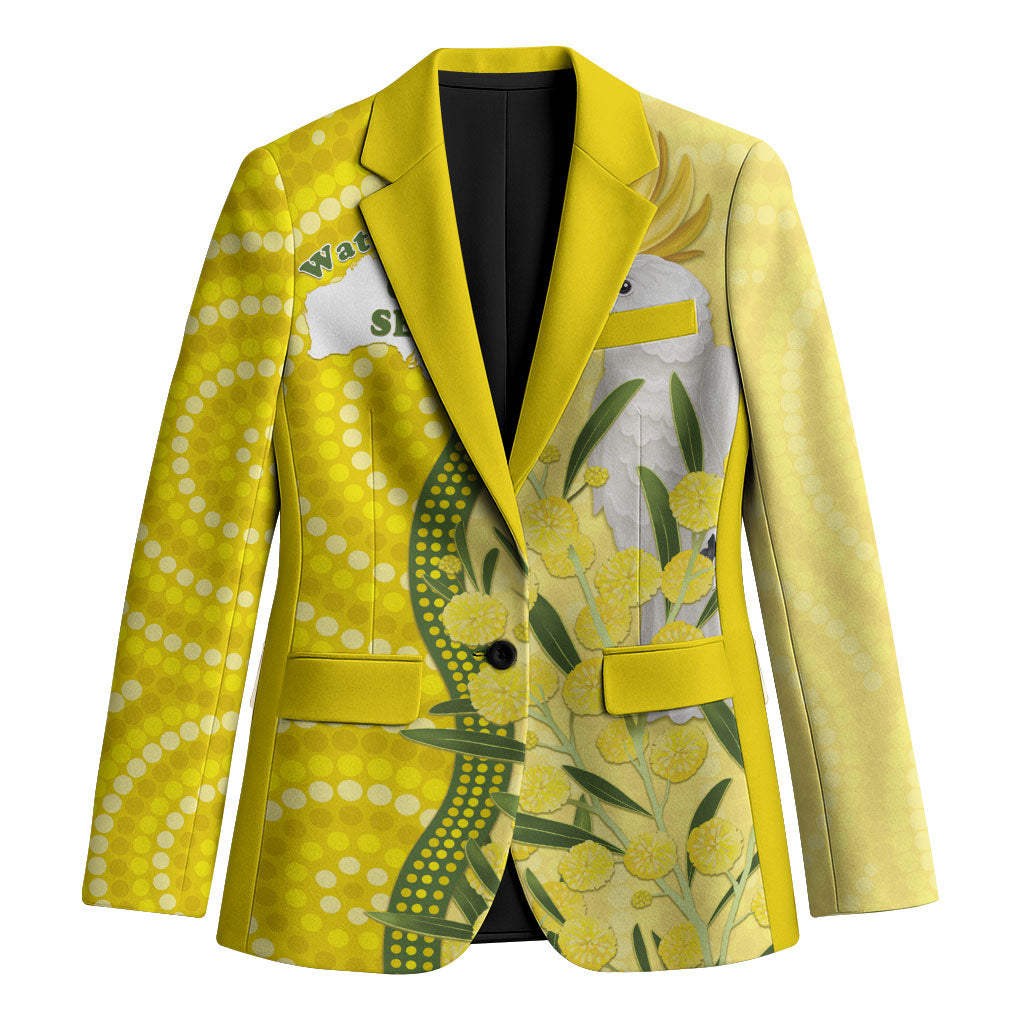 Australia Wattle Day Blazer Sulphur-crested Cockatoo Aboriginal Pattern