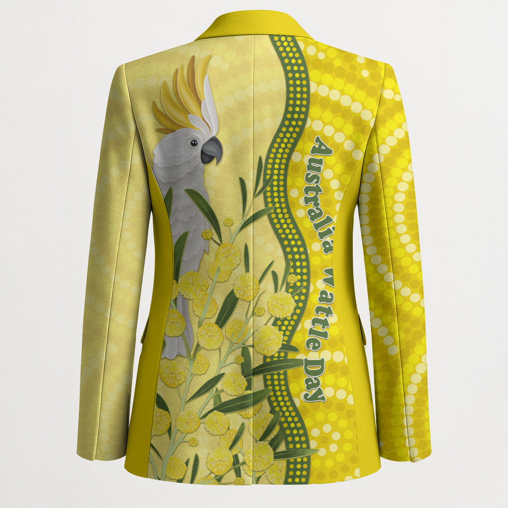 Australia Wattle Day Blazer Sulphur-crested Cockatoo Aboriginal Pattern