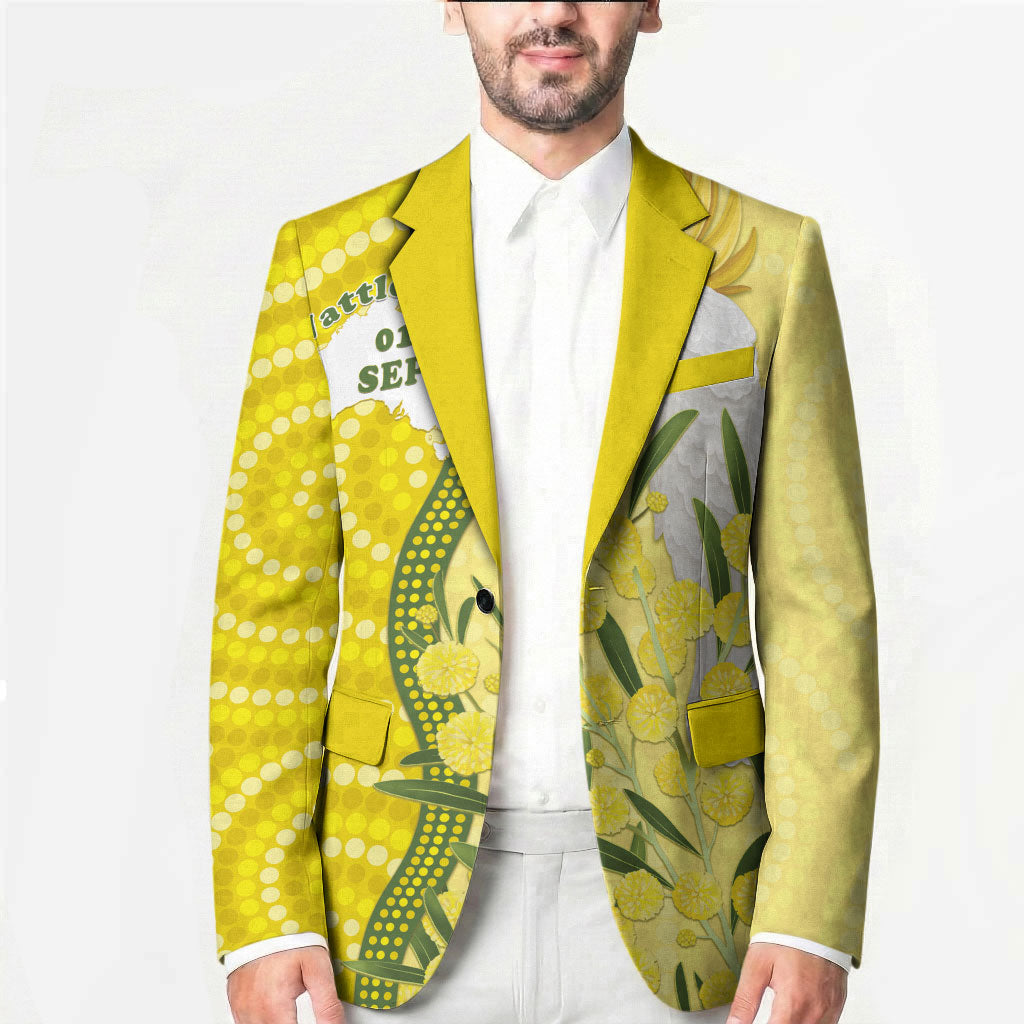 Australia Wattle Day Blazer Sulphur-crested Cockatoo Aboriginal Pattern