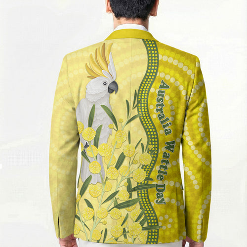 Australia Wattle Day Blazer Sulphur-crested Cockatoo Aboriginal Pattern