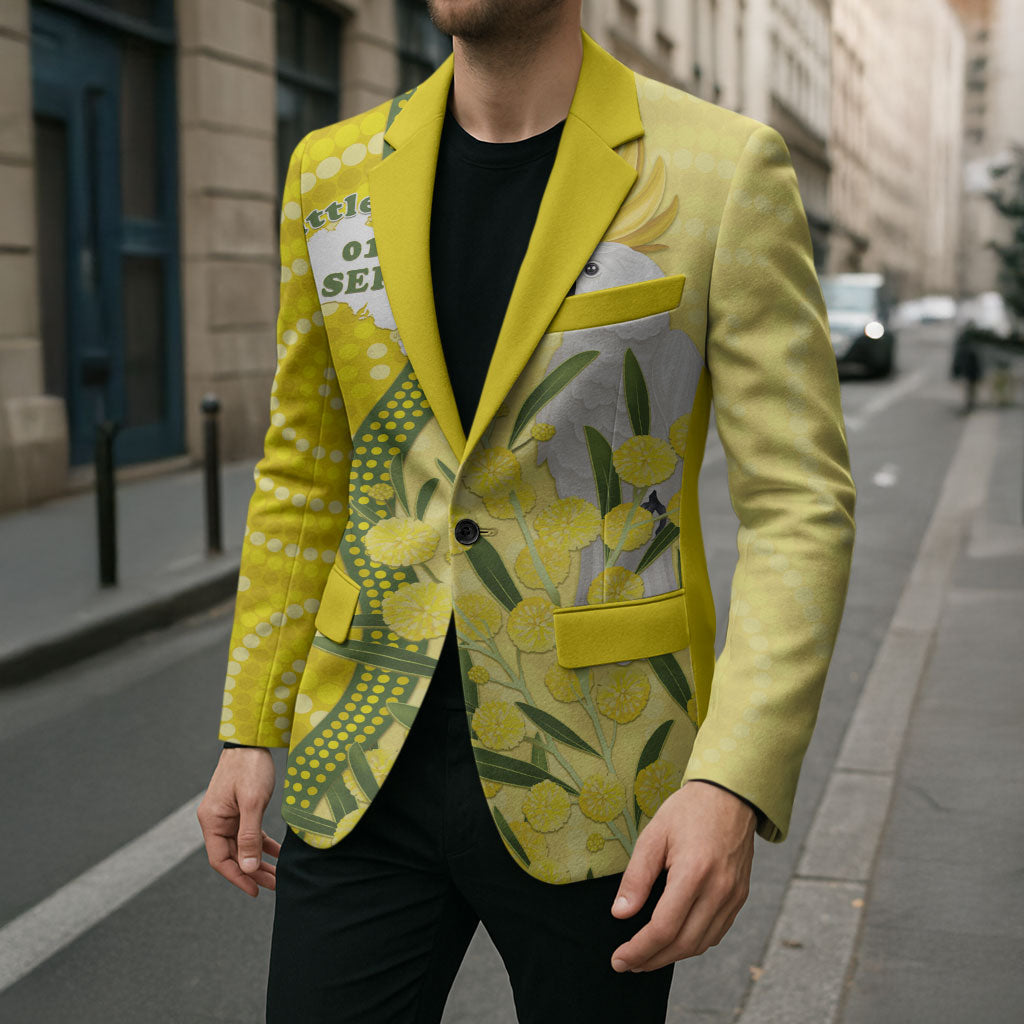 Australia Wattle Day Blazer Sulphur-crested Cockatoo Aboriginal Pattern