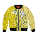Australia Wattle Day Bomber Jacket Sulphur-crested Cockatoo Aboriginal Pattern