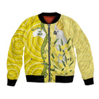 Australia Wattle Day Bomber Jacket Sulphur-crested Cockatoo Aboriginal Pattern