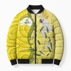 Australia Wattle Day Bomber Puffer Jacket Sulphur-crested Cockatoo Aboriginal Pattern