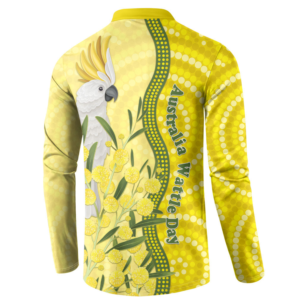 Australia Wattle Day Button Sweatshirt Sulphur-crested Cockatoo Aboriginal Pattern
