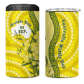 Australia Wattle Day 4 in 1 Can Cooler Tumbler Sulphur-crested Cockatoo Aboriginal Pattern
