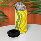 Australia Wattle Day 4 in 1 Can Cooler Tumbler Sulphur-crested Cockatoo Aboriginal Pattern