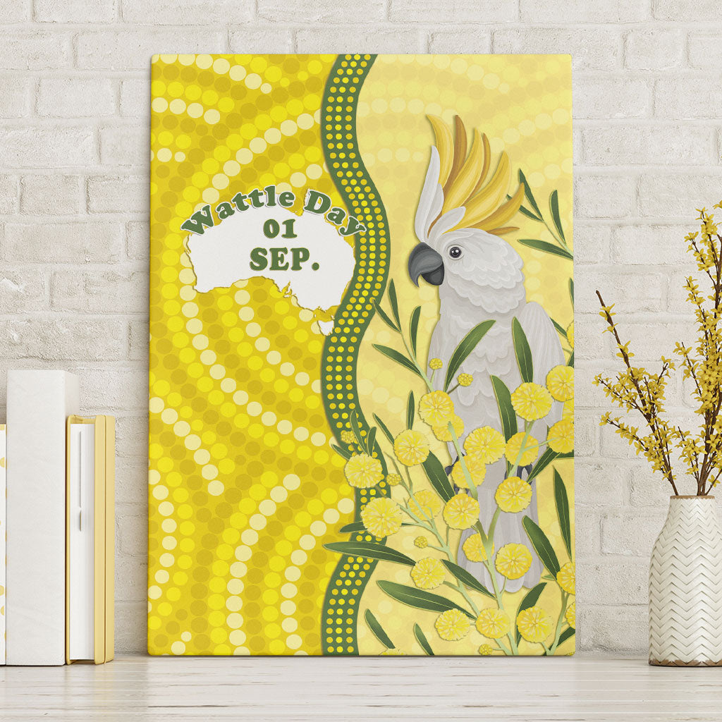 Australia Wattle Day Canvas Wall Art Sulphur-crested Cockatoo Aboriginal Pattern