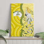 Australia Wattle Day Canvas Wall Art Sulphur-crested Cockatoo Aboriginal Pattern