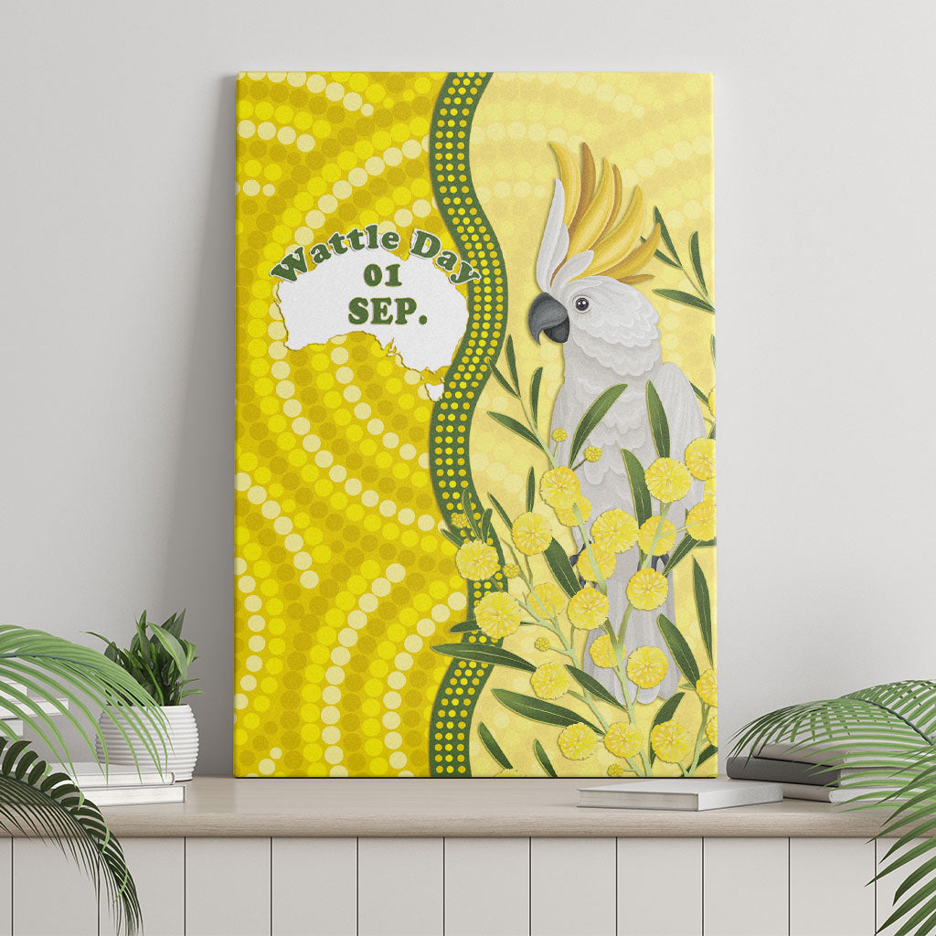 Australia Wattle Day Canvas Wall Art Sulphur-crested Cockatoo Aboriginal Pattern