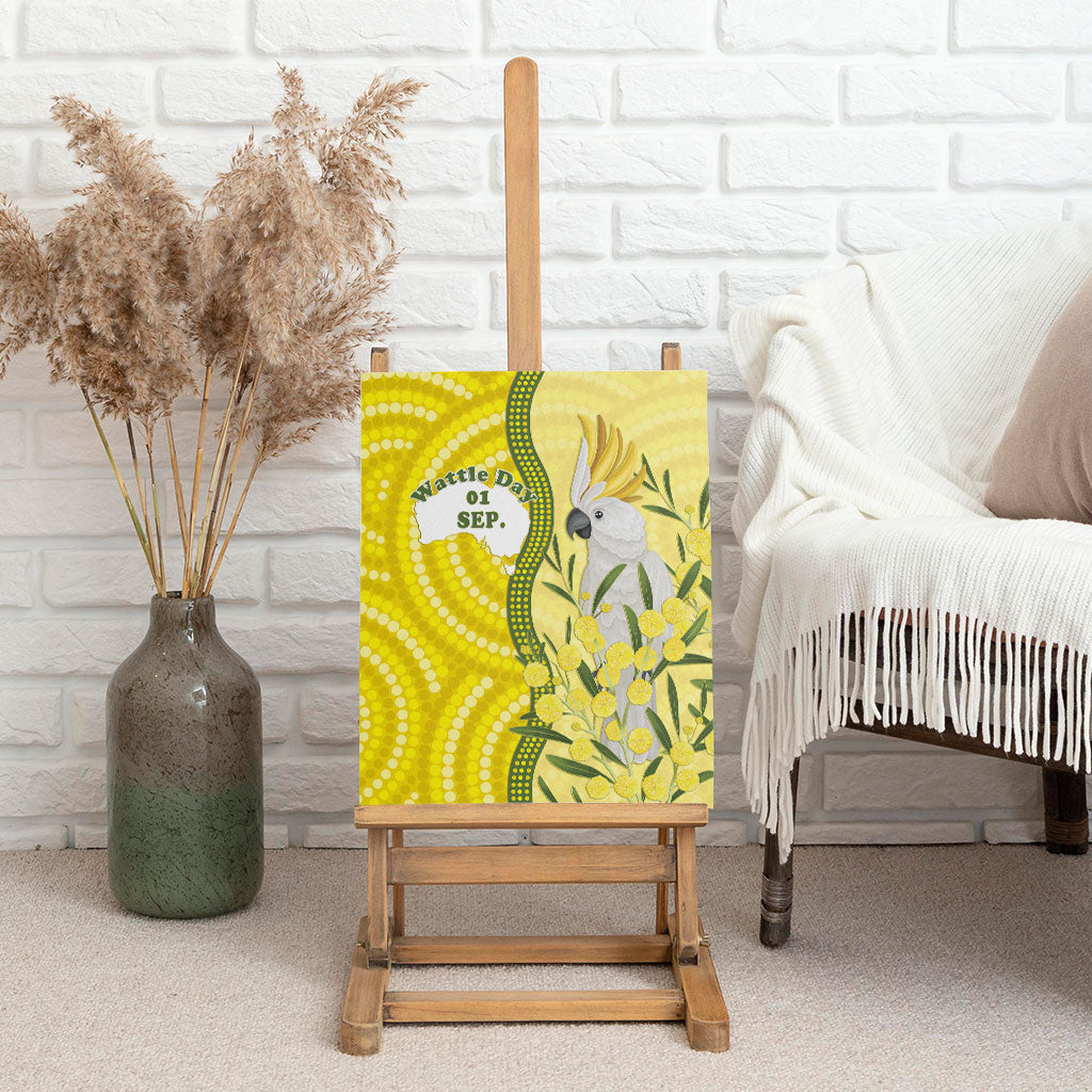 Australia Wattle Day Canvas Wall Art Sulphur-crested Cockatoo Aboriginal Pattern