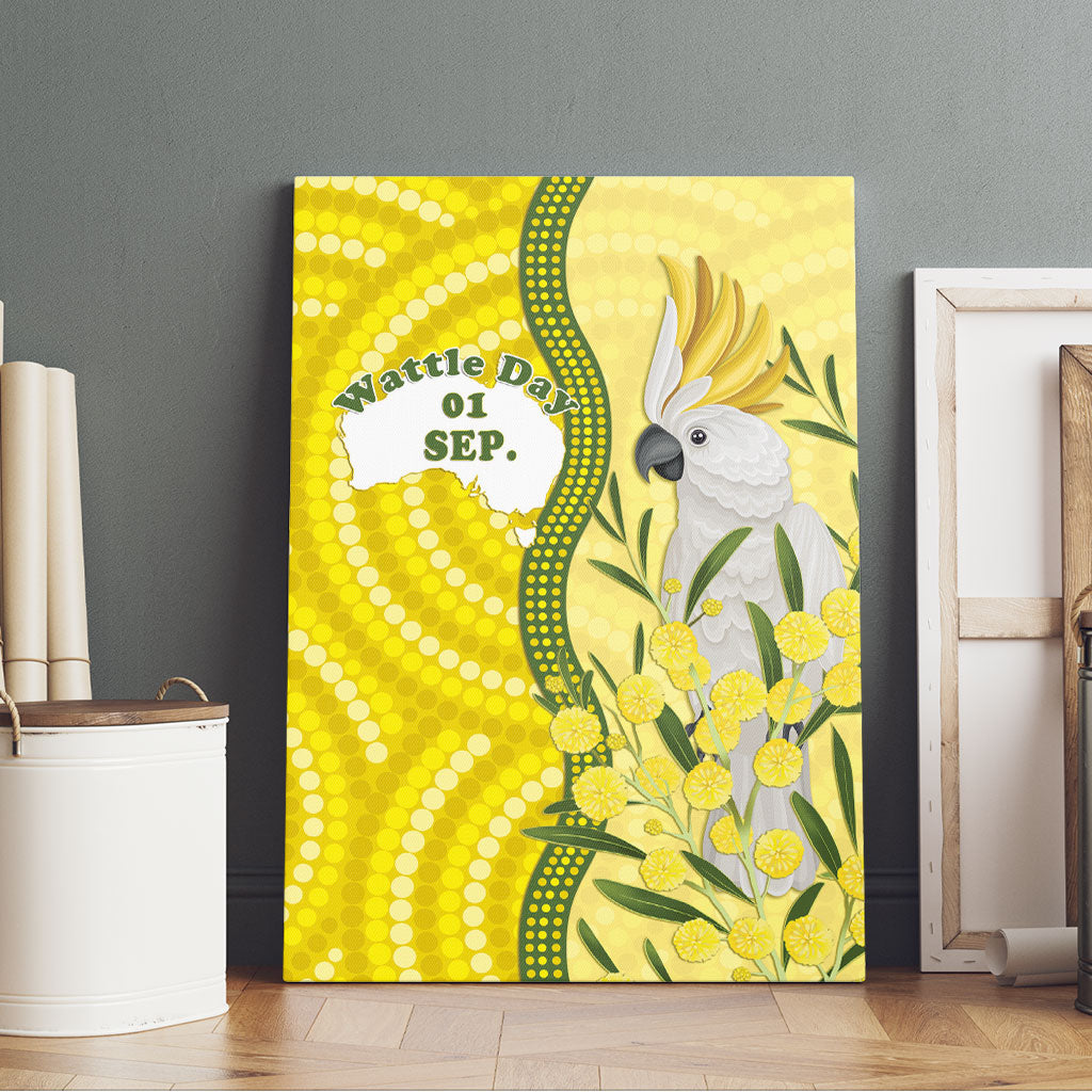 Australia Wattle Day Canvas Wall Art Sulphur-crested Cockatoo Aboriginal Pattern