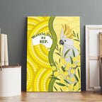 Australia Wattle Day Canvas Wall Art Sulphur-crested Cockatoo Aboriginal Pattern