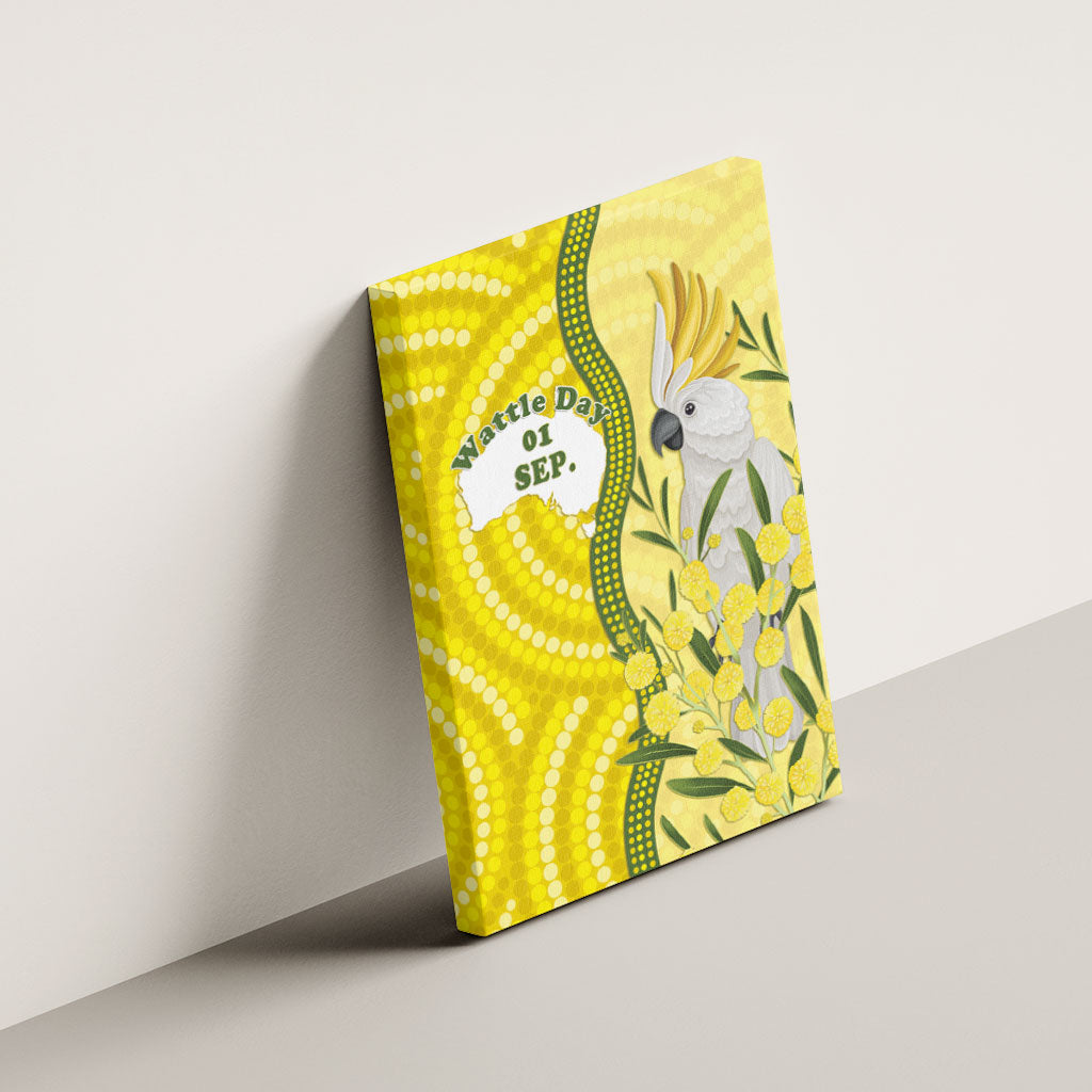 Australia Wattle Day Canvas Wall Art Sulphur-crested Cockatoo Aboriginal Pattern