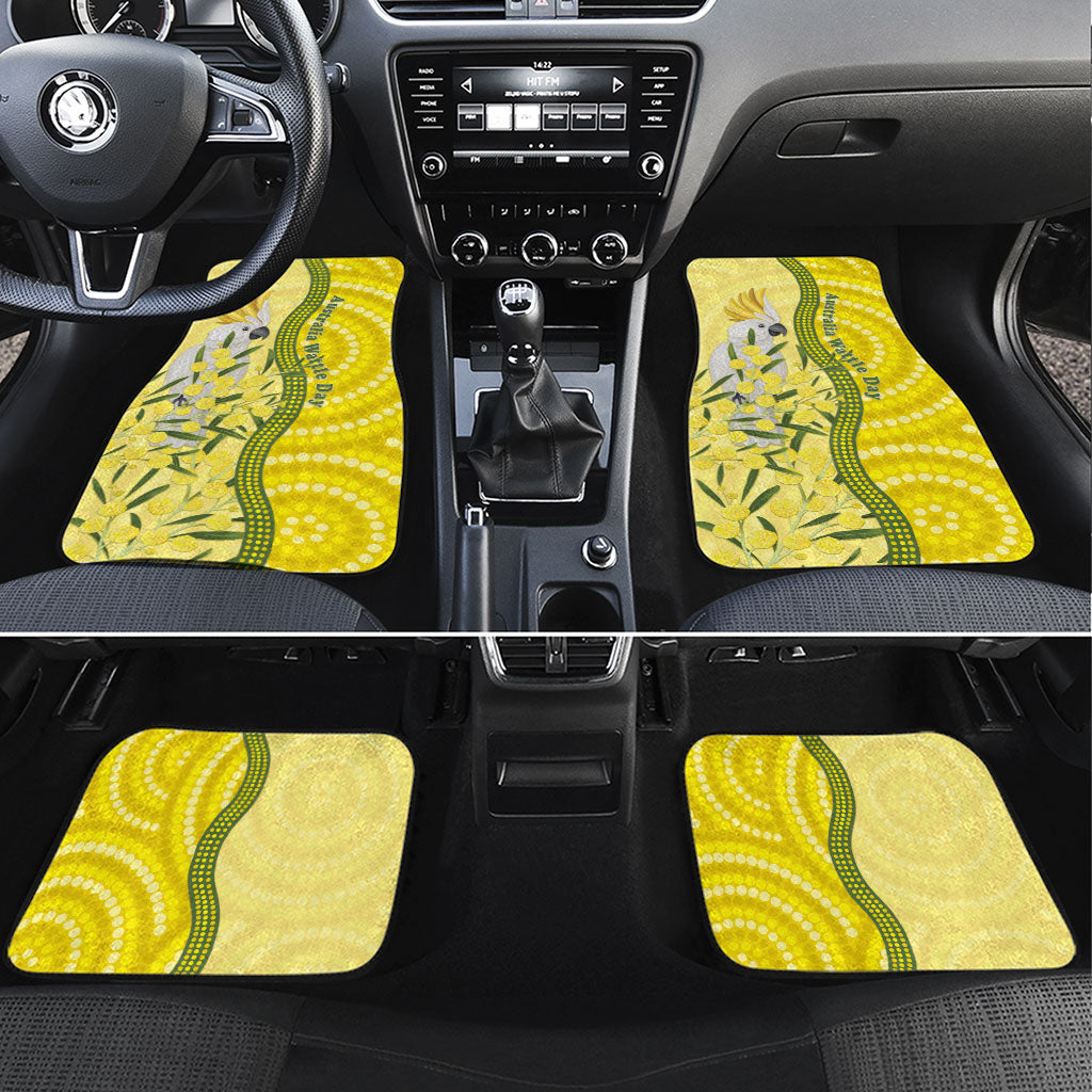Australia Wattle Day Car Mats Sulphur-crested Cockatoo Aboriginal Pattern