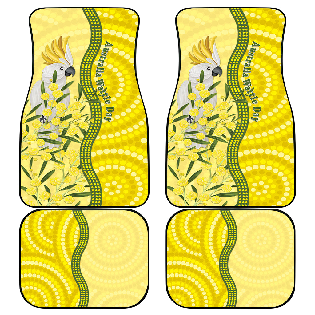 Australia Wattle Day Car Mats Sulphur-crested Cockatoo Aboriginal Pattern