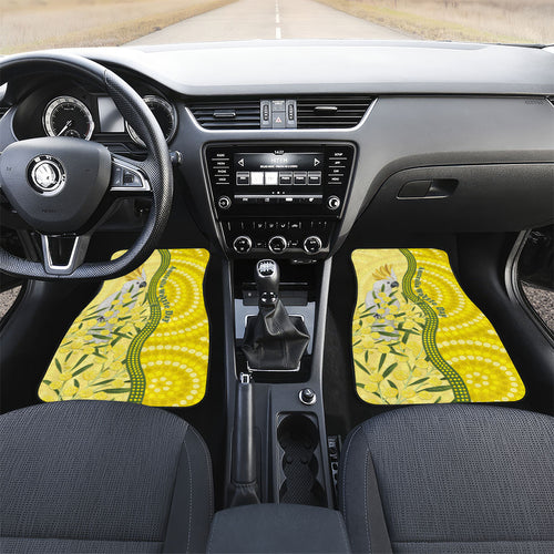 Australia Wattle Day Car Mats Sulphur-crested Cockatoo Aboriginal Pattern