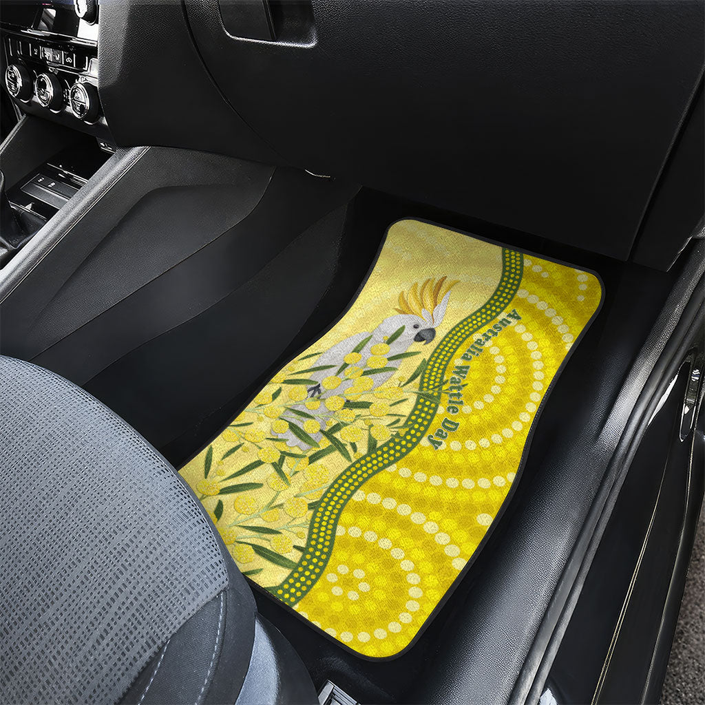 Australia Wattle Day Car Mats Sulphur-crested Cockatoo Aboriginal Pattern