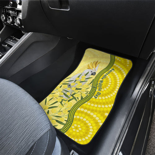 Australia Wattle Day Car Mats Sulphur-crested Cockatoo Aboriginal Pattern