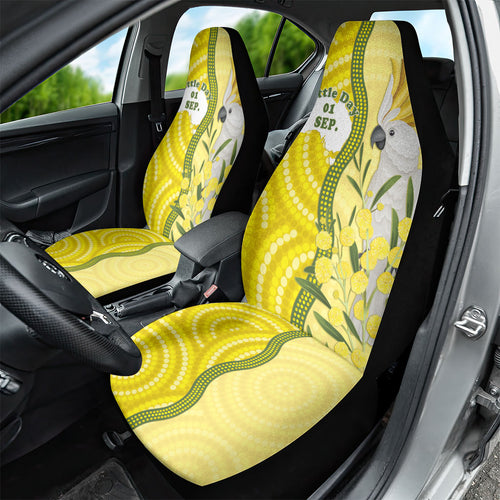 Australia Wattle Day Car Seat Cover Sulphur-crested Cockatoo Aboriginal Pattern
