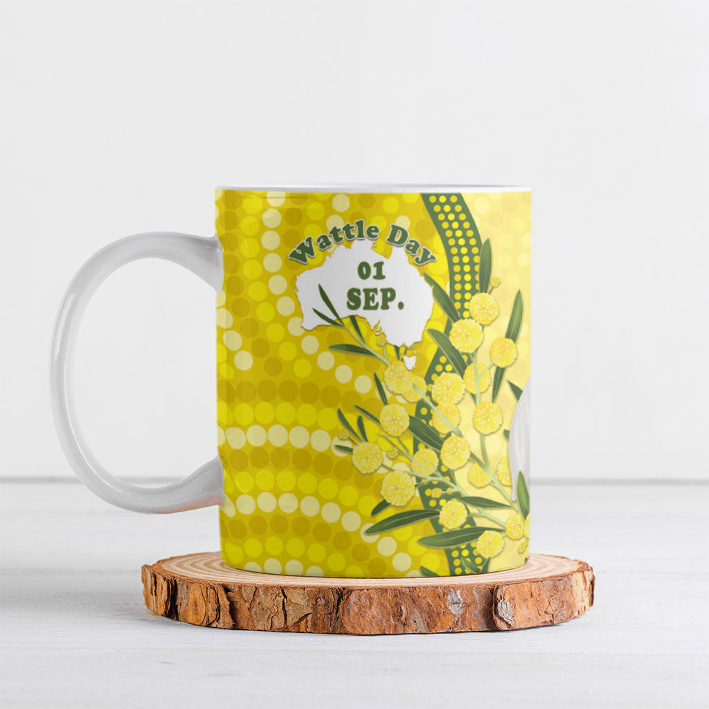 Australia Wattle Day Ceramic Mug Sulphur-crested Cockatoo Aboriginal Pattern