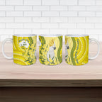 Australia Wattle Day Ceramic Mug Sulphur-crested Cockatoo Aboriginal Pattern