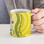 Australia Wattle Day Ceramic Mug Sulphur-crested Cockatoo Aboriginal Pattern