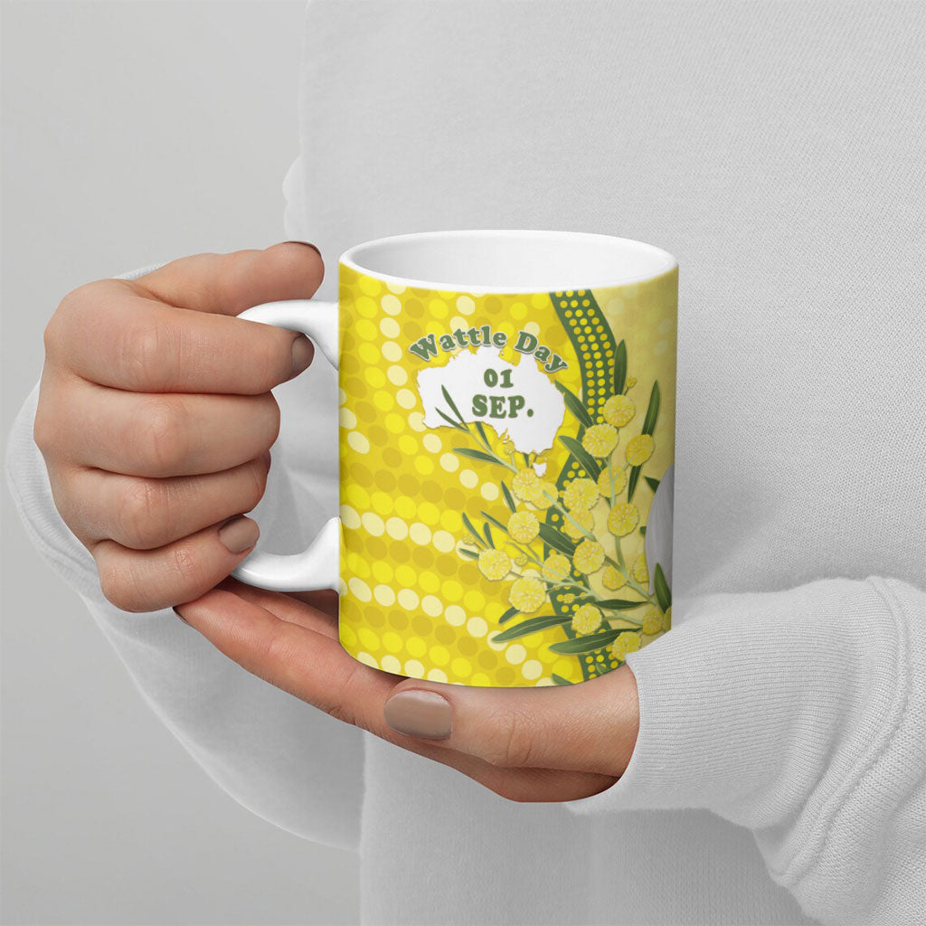 Australia Wattle Day Ceramic Mug Sulphur-crested Cockatoo Aboriginal Pattern