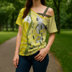 Australia Wattle Day Cross Shoulder Shirt Sulphur-crested Cockatoo Aboriginal Pattern