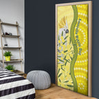 Australia Wattle Day Door Cover Sulphur-crested Cockatoo Aboriginal Pattern