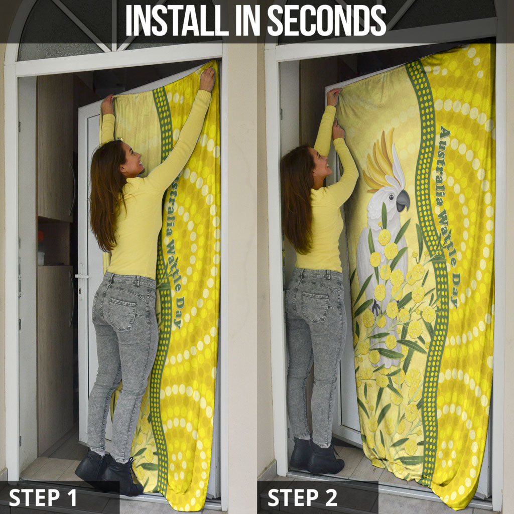 Australia Wattle Day Door Cover Sulphur-crested Cockatoo Aboriginal Pattern