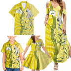 Australia Wattle Day Family Matching Summer Maxi Dress and Hawaiian Shirt Sulphur-crested Cockatoo Aboriginal Pattern