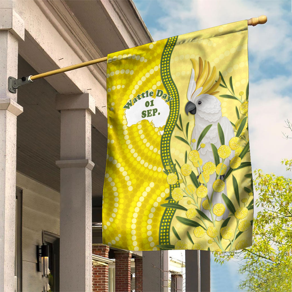 Australia Wattle Day Garden Flag Sulphur-crested Cockatoo Aboriginal Pattern