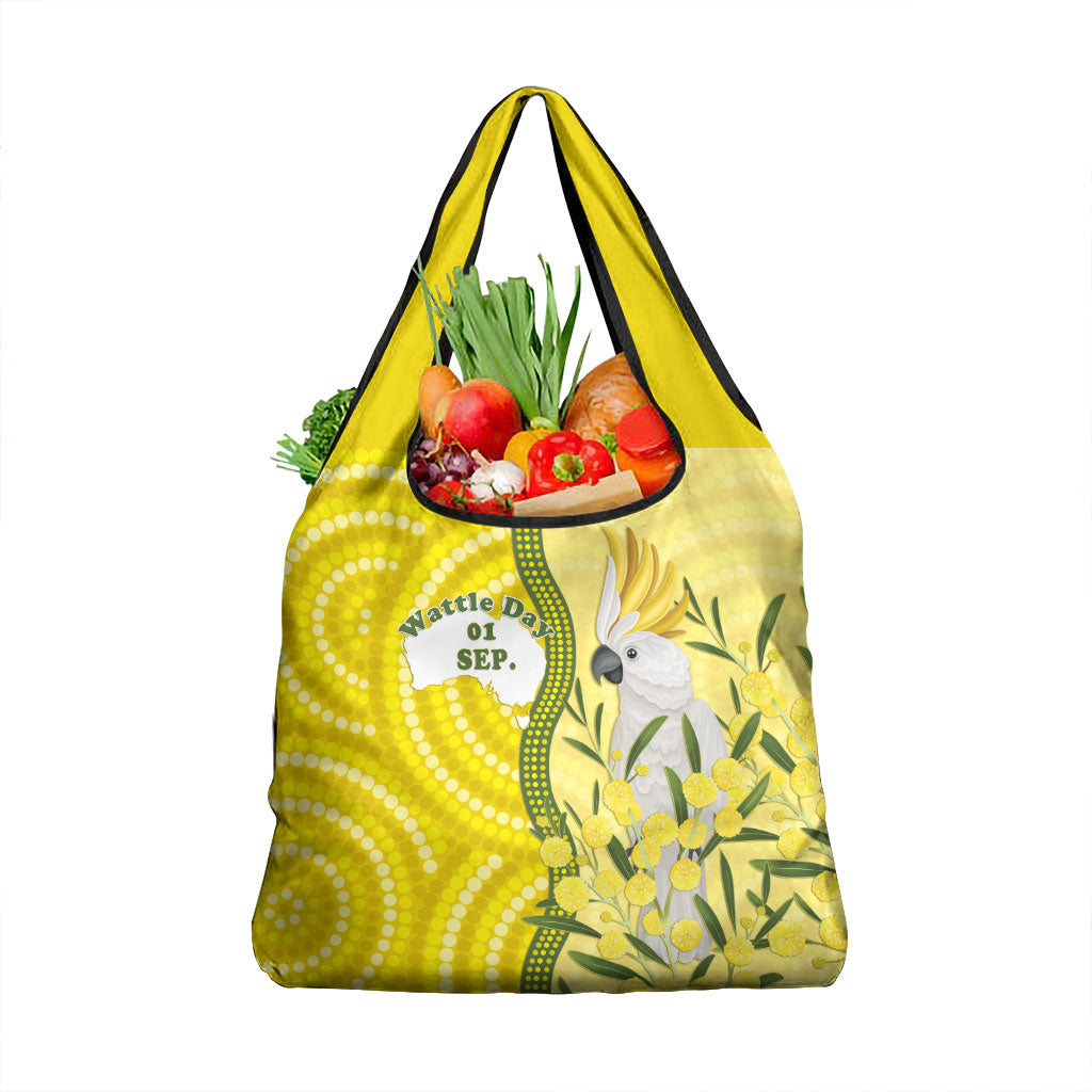 Australia Wattle Day Grocery Bag Sulphur-crested Cockatoo Aboriginal Pattern