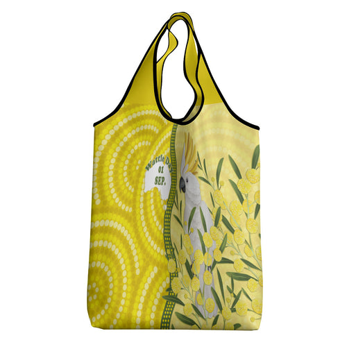 Australia Wattle Day Grocery Bag Sulphur-crested Cockatoo Aboriginal Pattern