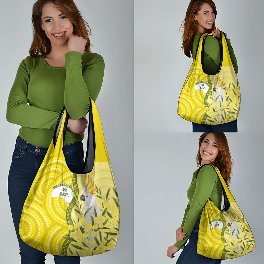 Australia Wattle Day Grocery Bag Sulphur-crested Cockatoo Aboriginal Pattern