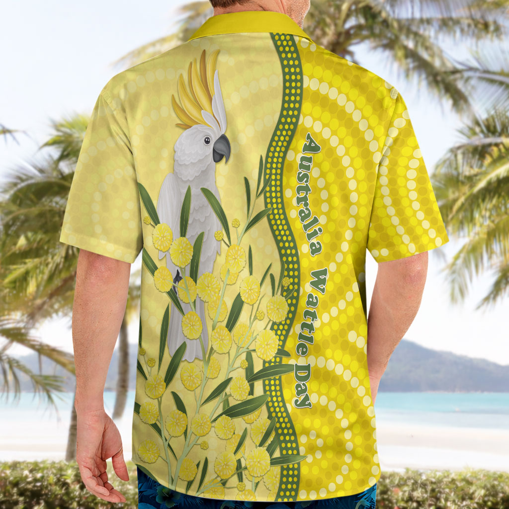 Australia Wattle Day Hawaiian Shirt Sulphur-crested Cockatoo Aboriginal Pattern