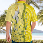 Australia Wattle Day Hawaiian Shirt Sulphur-crested Cockatoo Aboriginal Pattern
