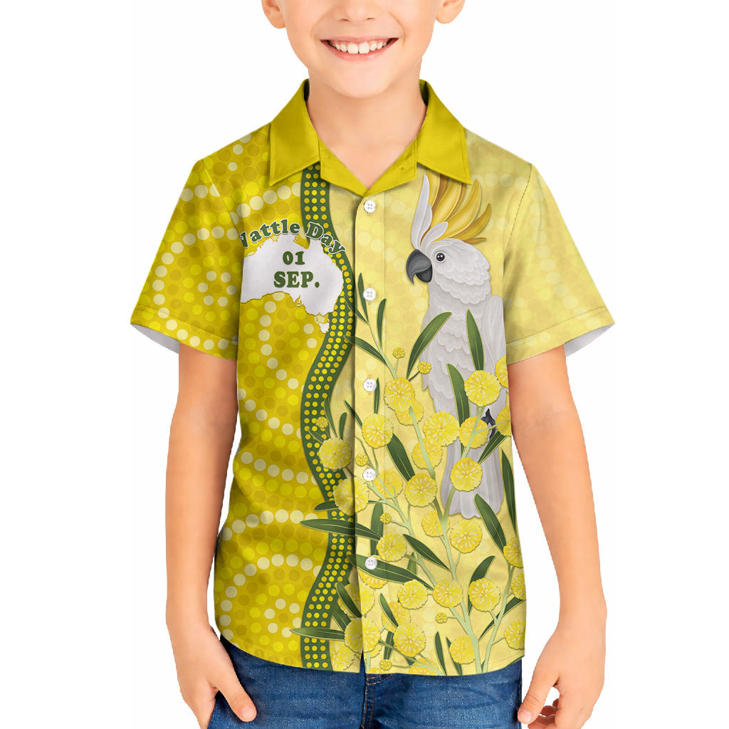 Australia Wattle Day Hawaiian Shirt Sulphur-crested Cockatoo Aboriginal Pattern