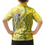 Australia Wattle Day Hawaiian Shirt Sulphur-crested Cockatoo Aboriginal Pattern