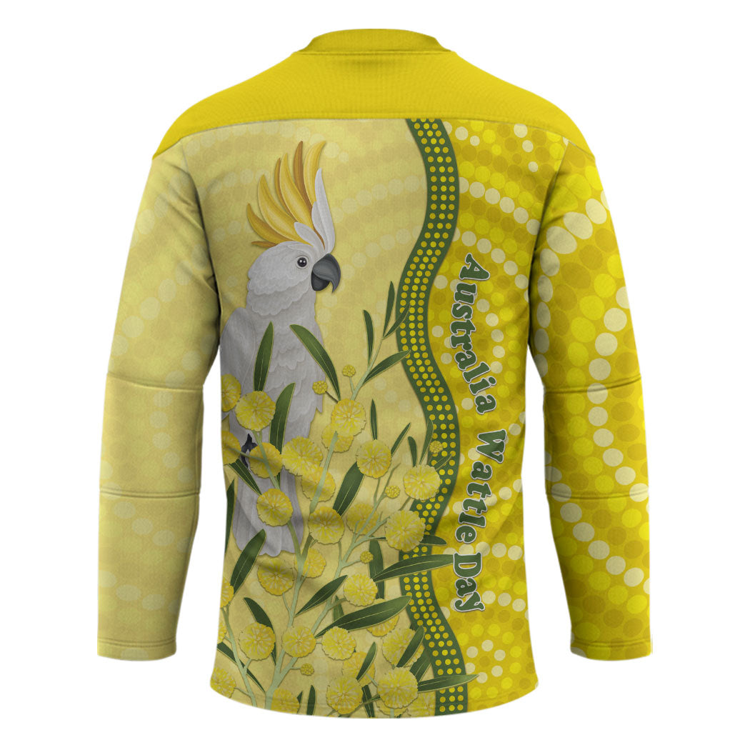 Australia Wattle Day Hockey Jersey Sulphur-crested Cockatoo Aboriginal Pattern