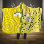 Australia Wattle Day Hooded Blanket Sulphur-crested Cockatoo Aboriginal Pattern
