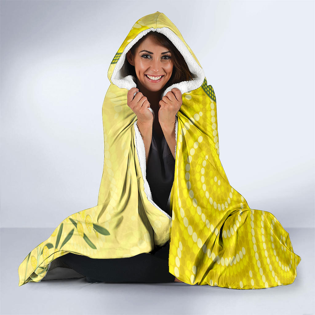 Australia Wattle Day Hooded Blanket Sulphur-crested Cockatoo Aboriginal Pattern
