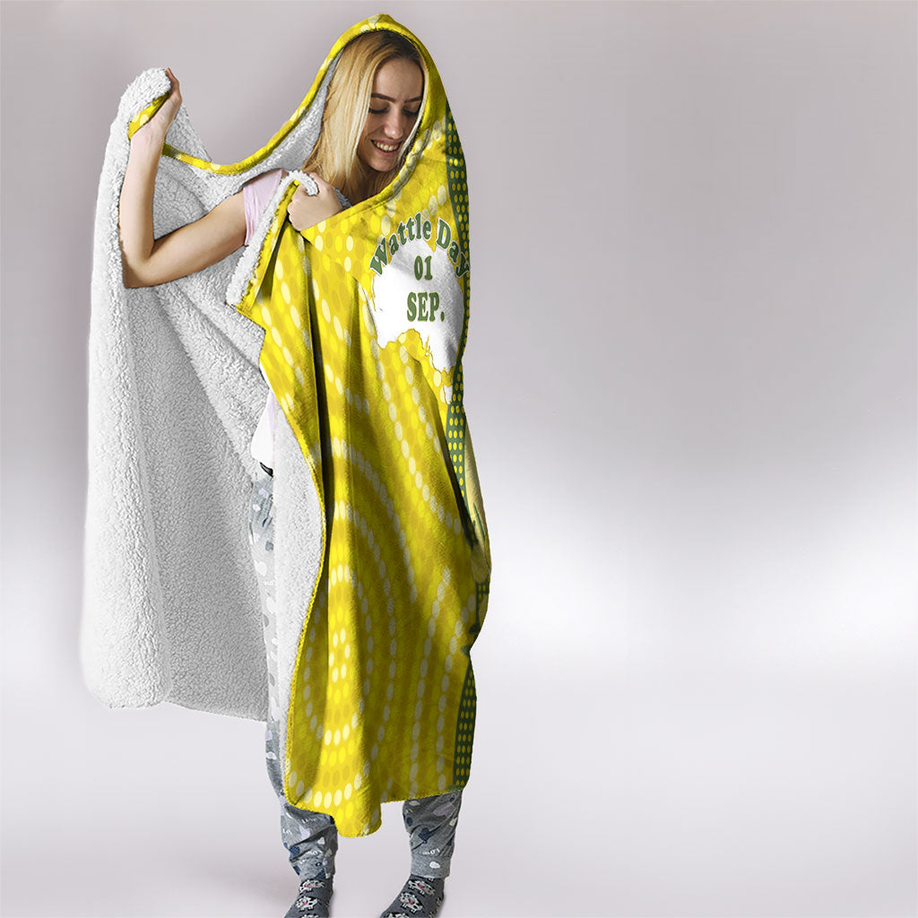 Australia Wattle Day Hooded Blanket Sulphur-crested Cockatoo Aboriginal Pattern