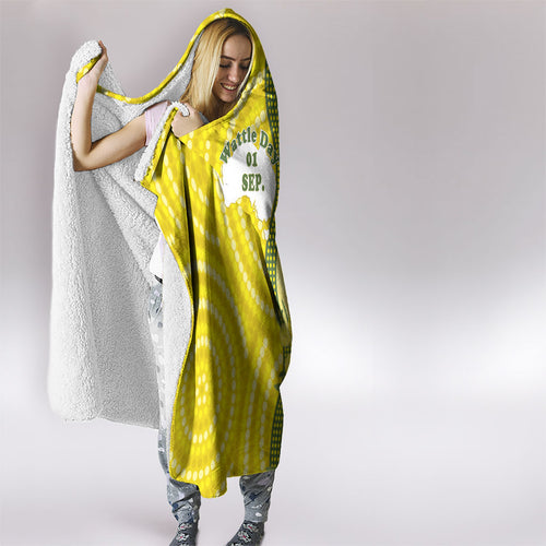 Australia Wattle Day Hooded Blanket Sulphur-crested Cockatoo Aboriginal Pattern