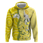 Australia Wattle Day Hoodie Sulphur-crested Cockatoo Aboriginal Pattern