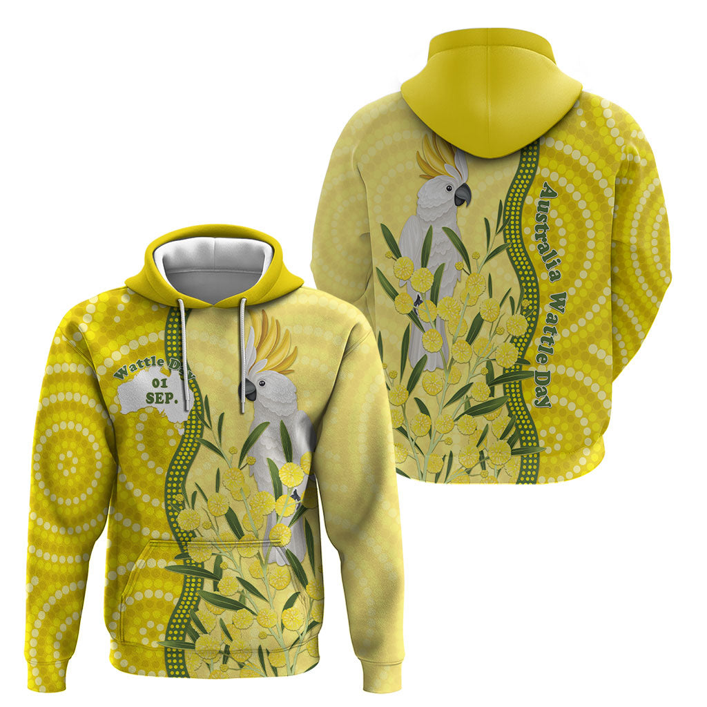 Australia Wattle Day Hoodie Sulphur-crested Cockatoo Aboriginal Pattern