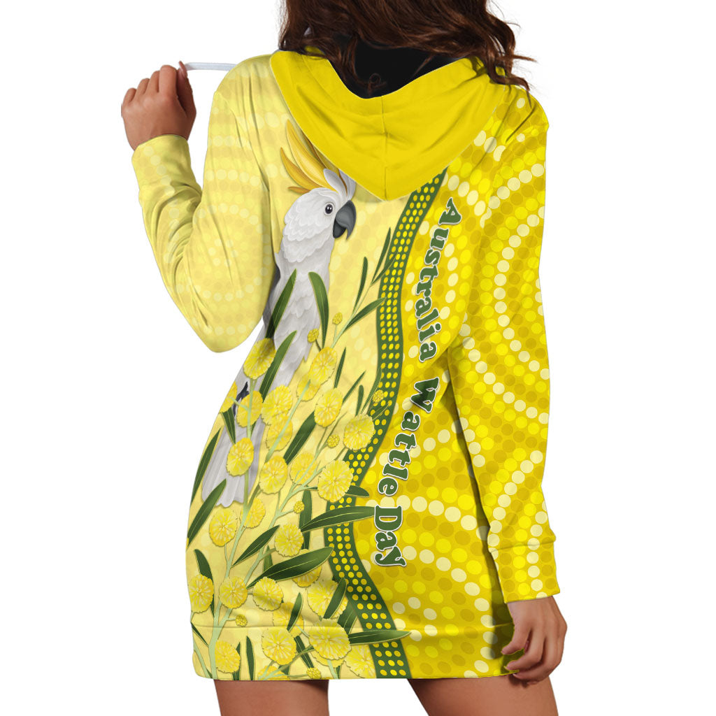 Australia Wattle Day Hoodie Dress Sulphur-crested Cockatoo Aboriginal Pattern