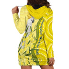 Australia Wattle Day Hoodie Dress Sulphur-crested Cockatoo Aboriginal Pattern